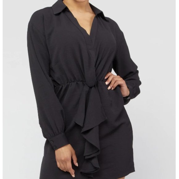 NWT Collared Shirt Mini Dress Size Small Black NWT - Picture 5 of 7